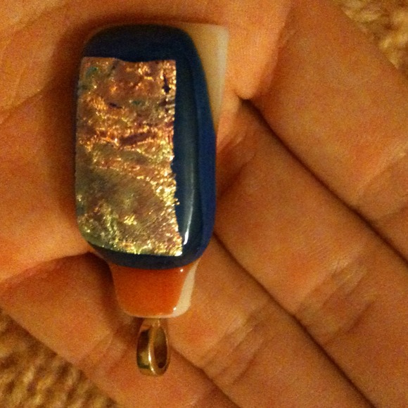 Fused Glass Gold Bale Pendant - Picture 2 of 4
