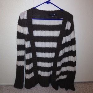 Brown and white stripped chunky cardigan