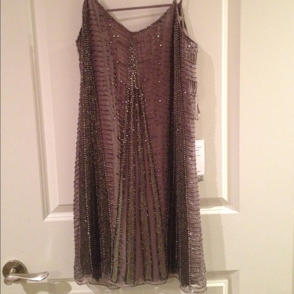 Parker Art Deco Grey Beaded Dress - Picture 2 of 4