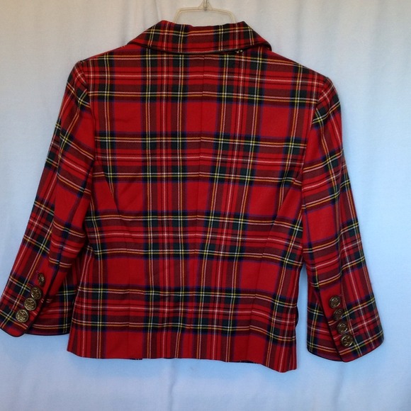 🔴SOLD🔴SARA BERMAN Red Tartan Plaid Blazer Small - Picture 2 of 4