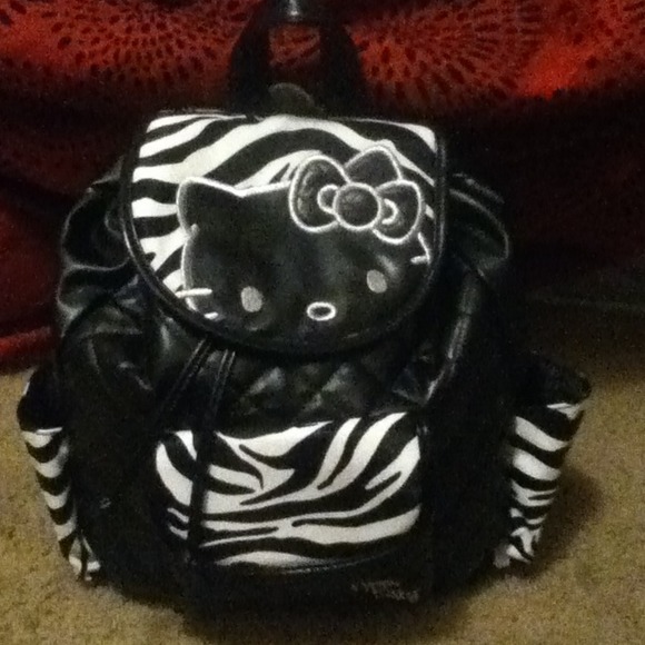 Zebra print hello kitty backpack and scarf bundle
