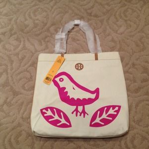Tory Burch "pink bird" tote PRICE REDUCED