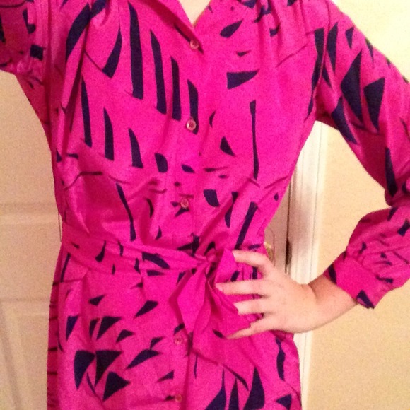 Marie France Dresses & Skirts - Vintage Retro Pink and Navy Dress