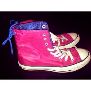 Hot pink / royal blue hi-top All Star Converse