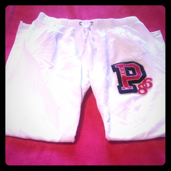 Pink Victoria's Secret white sweatpants small