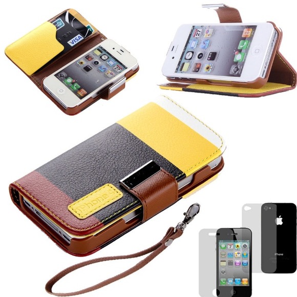 Clutches & Wallets - iPhone 4 / 4S Wallet Case Yellow Maroon