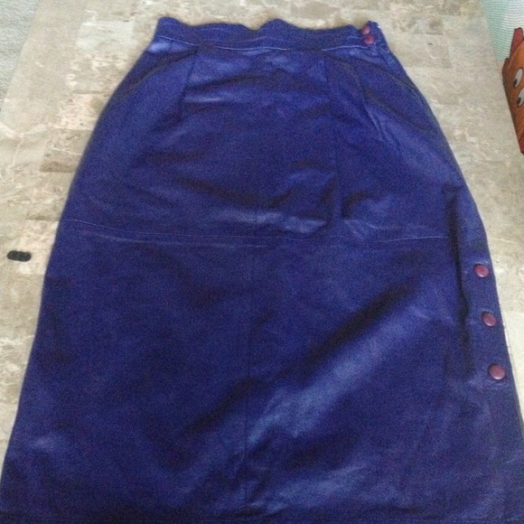 Genuine Leather Eggplant Skirt