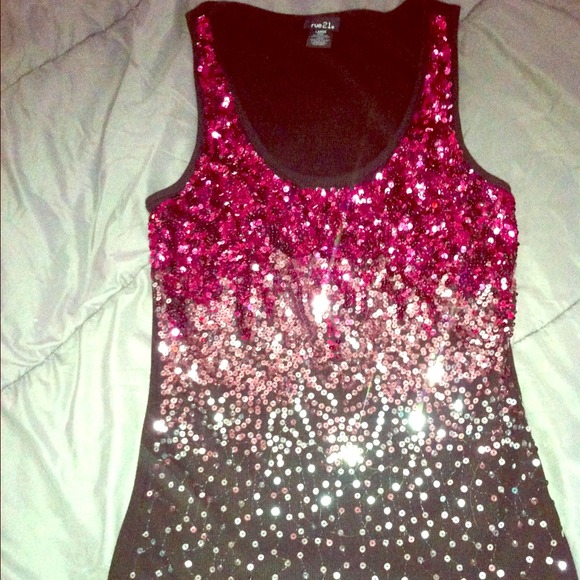 Black Tank w| Pink Sequins