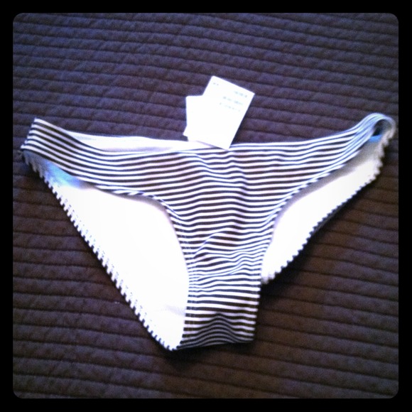 H&M brown & white stripe Swim bottom