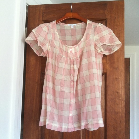 SOLD in bundle: Gap Maternity pink plaid blouse