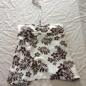 Brown and white print top