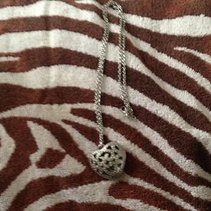 Long silver heart necklace
