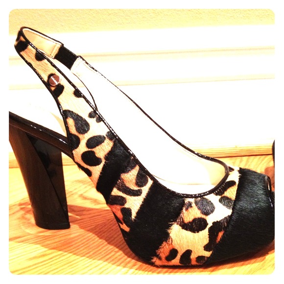 Calvin Klein Shoes - Sexy Leopard Calvin Klein peep toe sling backs