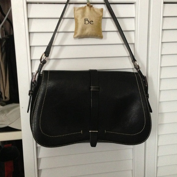 Small black leather shoulder bag