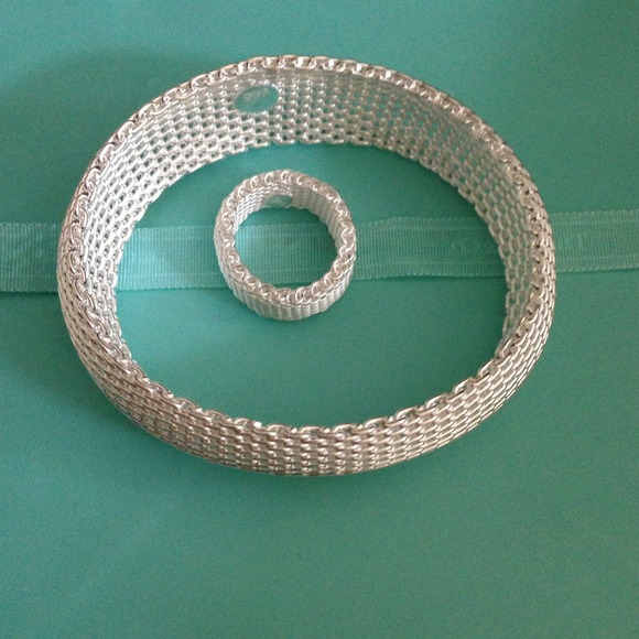 Mesh bracelet bangle and a ring set