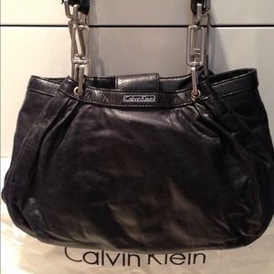 CK black leather handbag