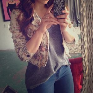 Floral jean motorcycle jacket