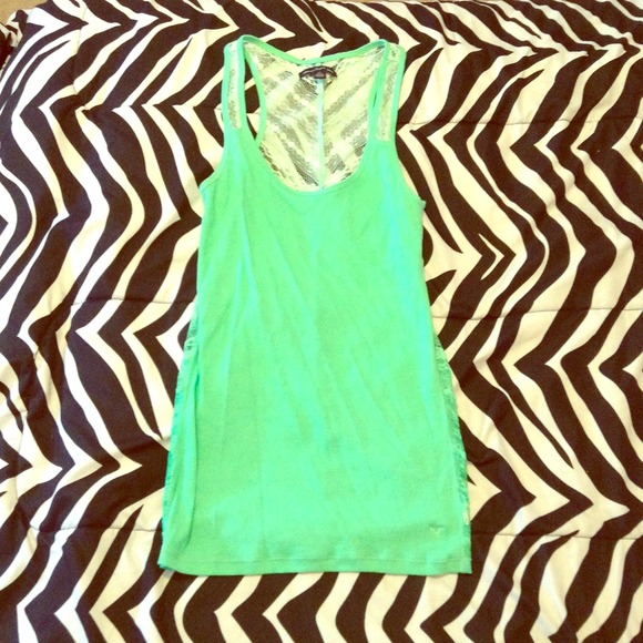 REDUCED!!! AE green tank top with lace back