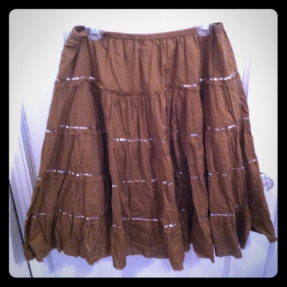 DKNY caramel brown sequin skirt