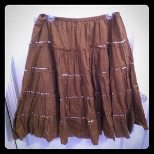 DKNY caramel brown sequin skirt