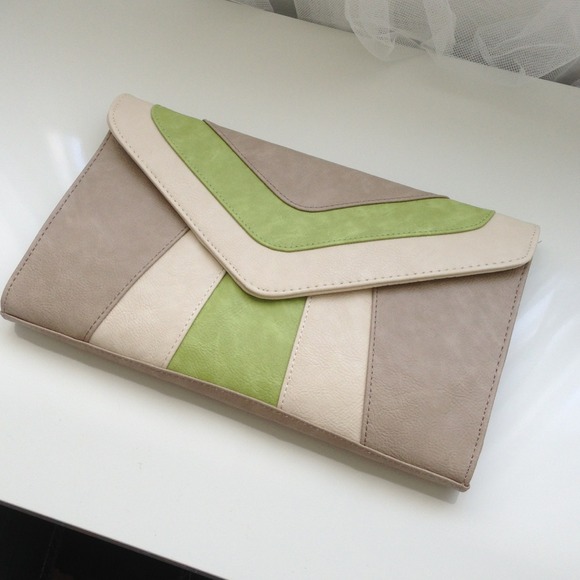 Clutches & Wallets - Green and gray envelope clutch