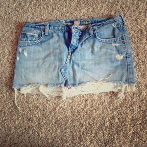 Abercrombie Jean Skirt with Lace Detail