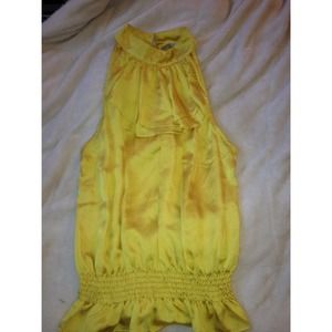 Canary yellow ruffle blouse