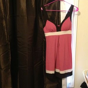 Pink, brown, white summer dress