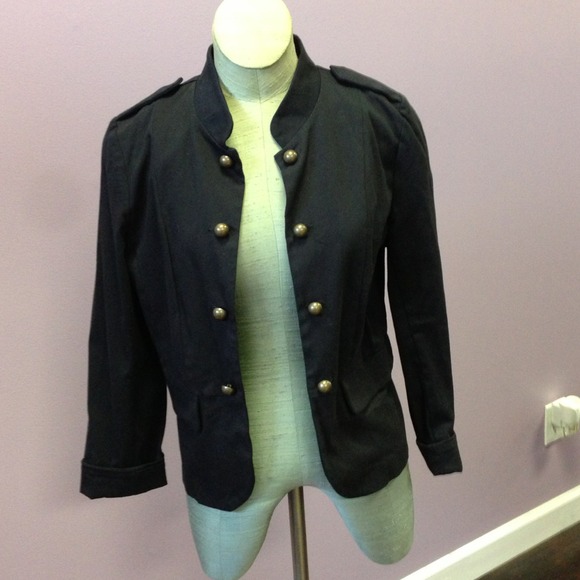 Aqua Black Military Jacket