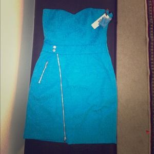 Blue cheetah print sweetheart dress