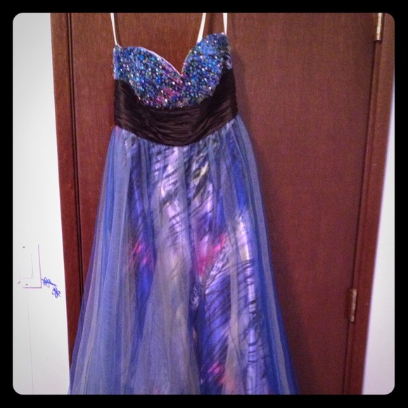 Cashe Blue Teacup strapless dress