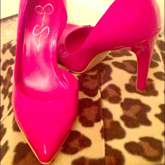 Chili red Jessica Simpson pat leather Heels..