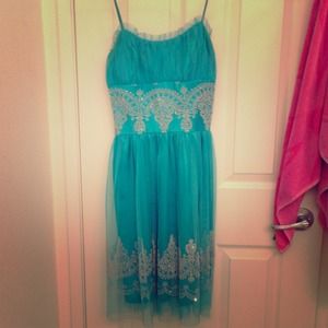 Turquoise beaded dress