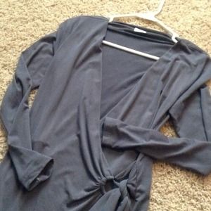 Charming Charlie gray/blue wrap dress size small