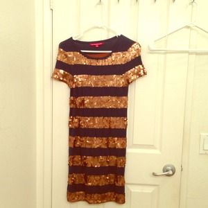 Navy and gold beaded dress