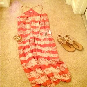 Pink coral maxi dress