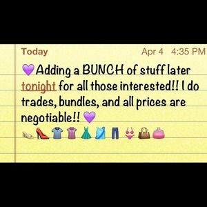 Selling shirts, dresses, shoes, etc!