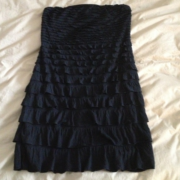 Express black cotton ruffle dress
