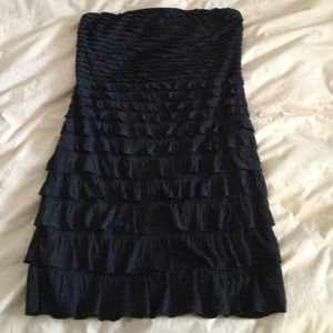 Express black cotton ruffle dress
