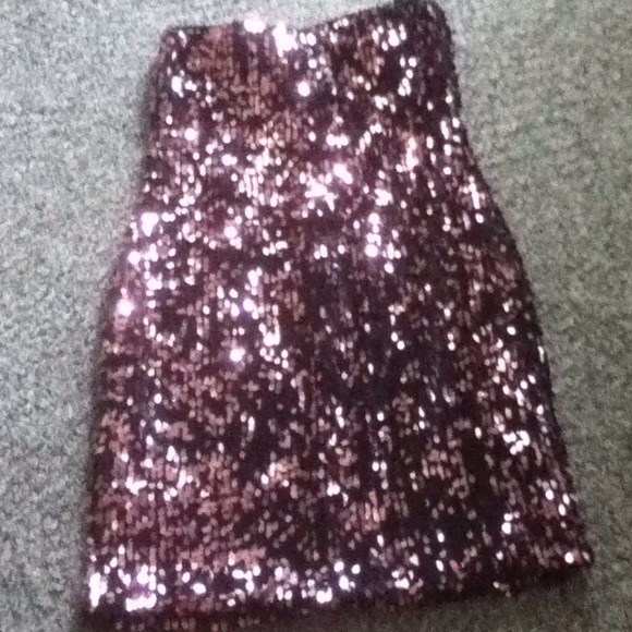 Sequin pink and black strapless dress. Worn once.