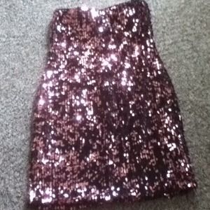 Sequin pink and black strapless dress. Worn once.