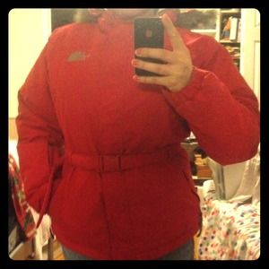 Red North face coat