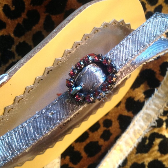 Sling back grey sandals with multicolored stones - Picture 4 of 4