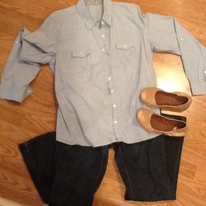 SOLD Blue and white striped button up