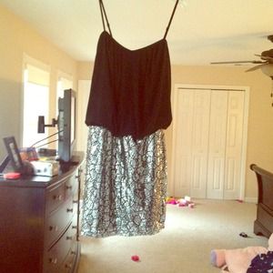 Black evening dress with silver sequins