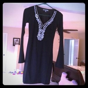 Black dress with rhinestone embellishment