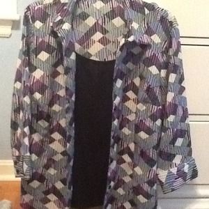 3/4 sleeve lightweight button up w/ attached cami.