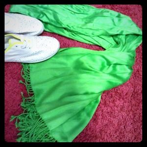 Bright green silk scarf