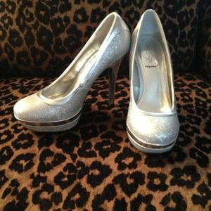 Silver Glitter Heels