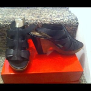 DKNY Black Leather Sandals